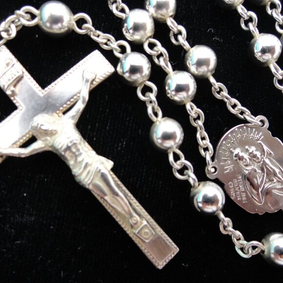 Sterling Silver 26 Grams 19.5" Rosary - Picture 3 of 6